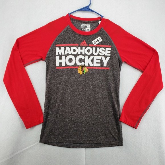 CHICAGO BLACKHAWKS Shirt Men’s Long Sleeve Crew Neck Tee Gray Small - Picture 9 of 12